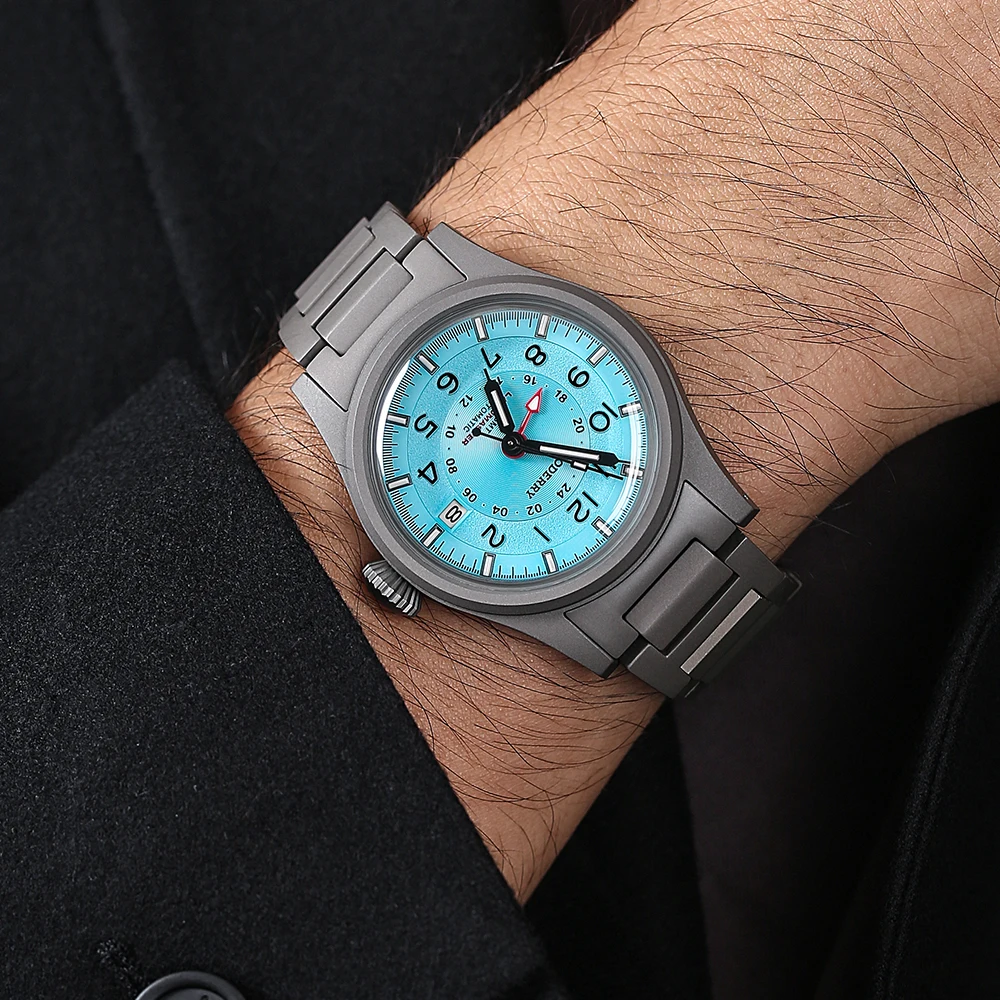 Field Watch Titanium 100M Sapphire - Boderry LANDMASTER GMT Titan Automatikuhr für
