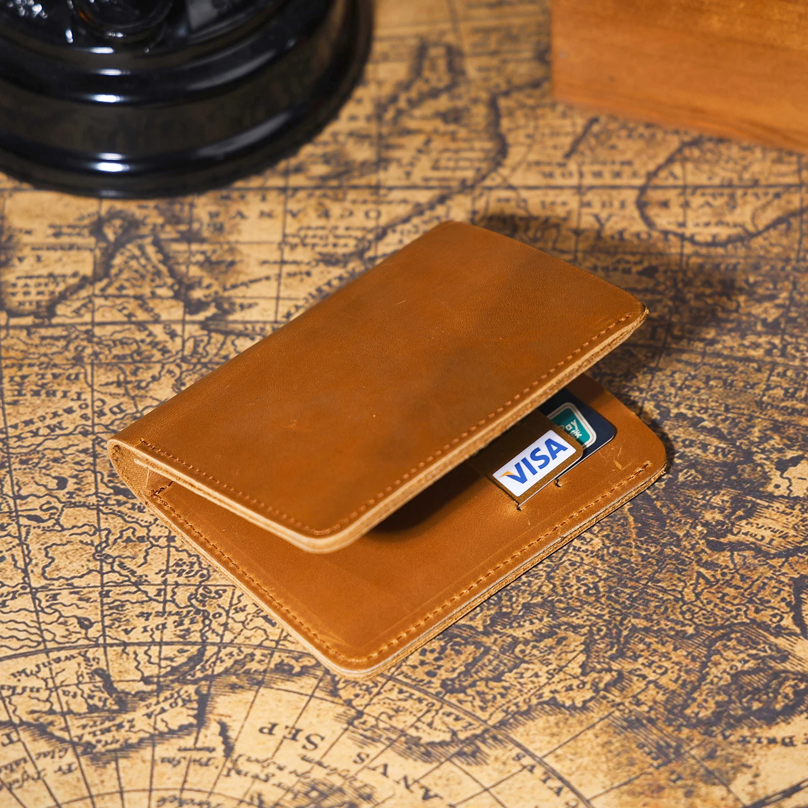 S.WORKER Vintage Kurze Geldbörse aus Vollnarbenleder für Herren, Taschenbrieftasche, Kartenhalter, Bargeldtasche – Detail 10