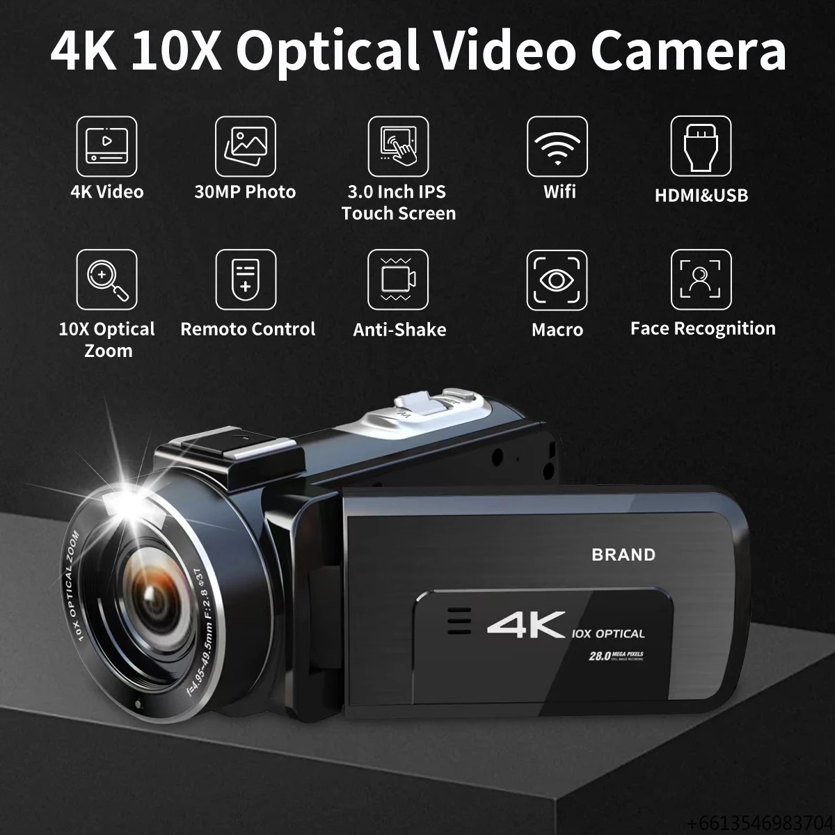 

4K 30MP 10X Optical Zoom Video Camera Camcorder 3.0 Inch IPS Touch Screen With Wifi&Remote Control&Anti-Shake&Macro Vlog Camera