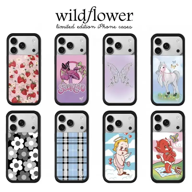 

Wildflower Cute Cupid Angel baby 3D Strawberry mushroom Case For iPhone 16 14 13 12 17 Pro Max 16 Plus grid horse WF Cover ﻿﻿﻿﻿