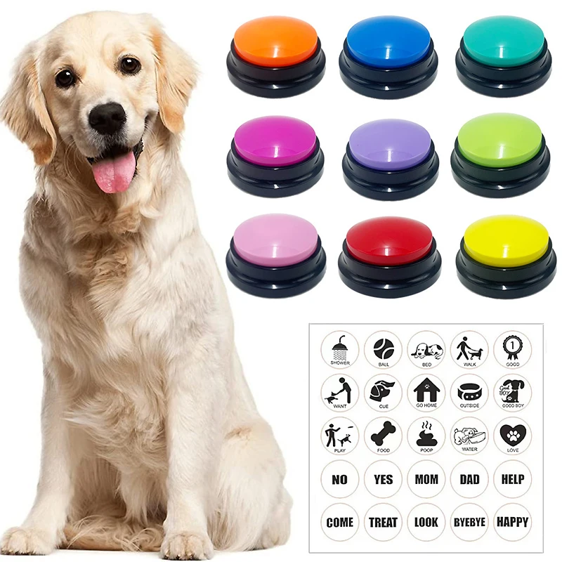 Funny Dog Voice Recording Button Pet Toys Recordable Training Talking Buzzer Pet Starters for Communication Dog Speaking Buttons