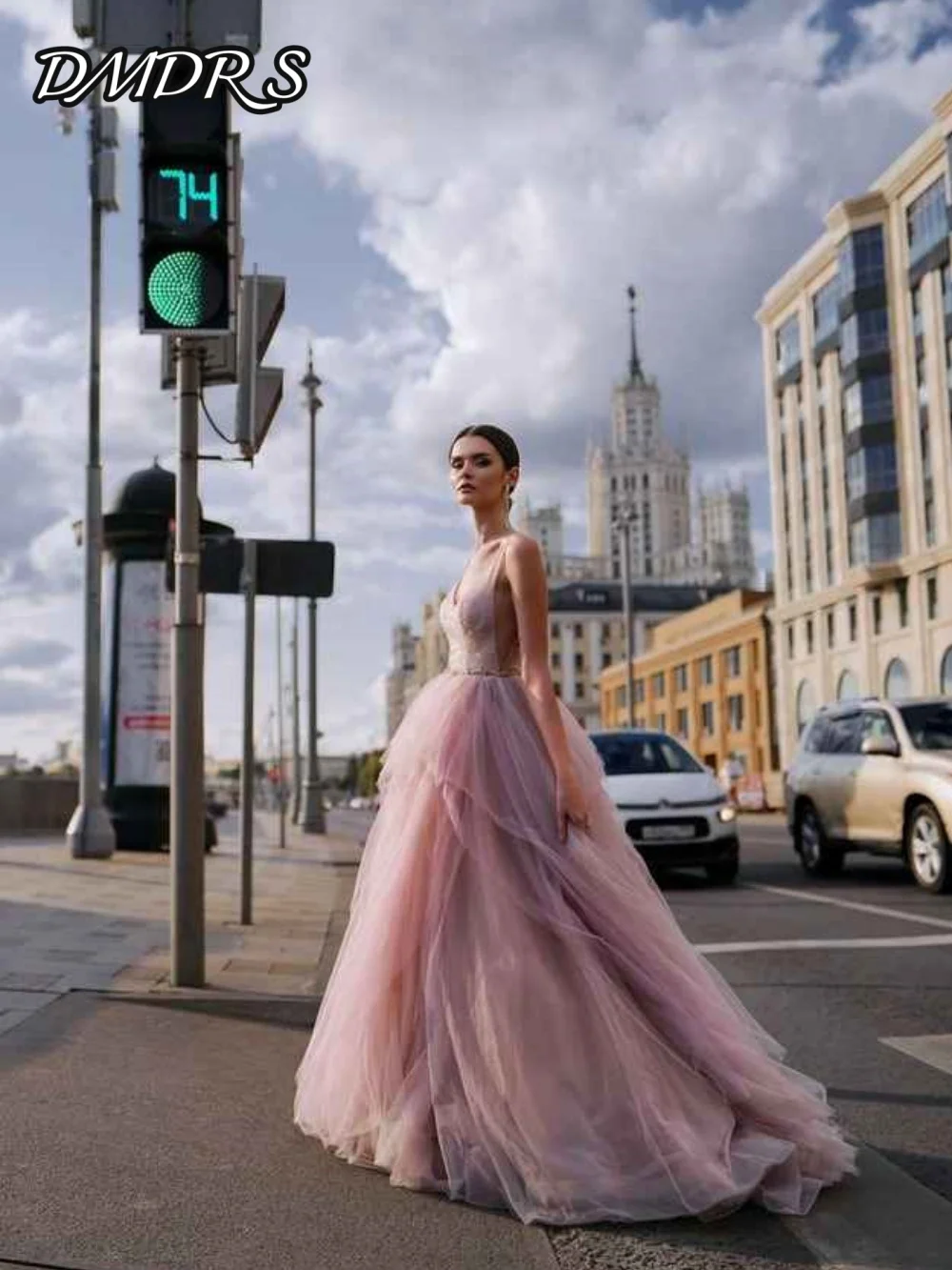 Charmante avondjurk met spaghettibandjes Charmante mouwloze feestjurk van tule Klassiek A-lijn Vloerlengte Feestjurken فسات