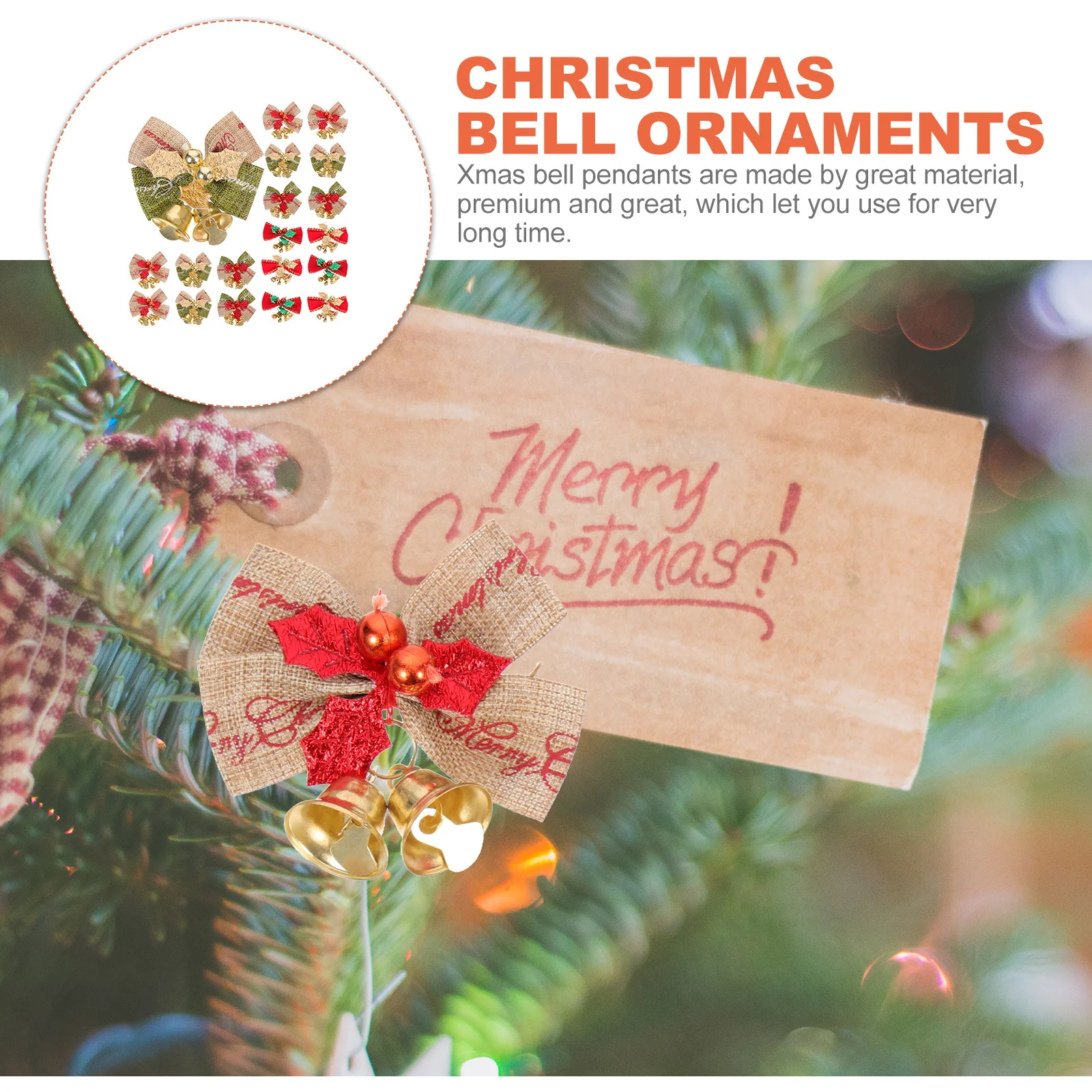 

25pcs Christmas Tree Decor Mini Bell Pendants Diy Material For Xmas Home Decorations Holiday Ornament Craft Hanging Pendant