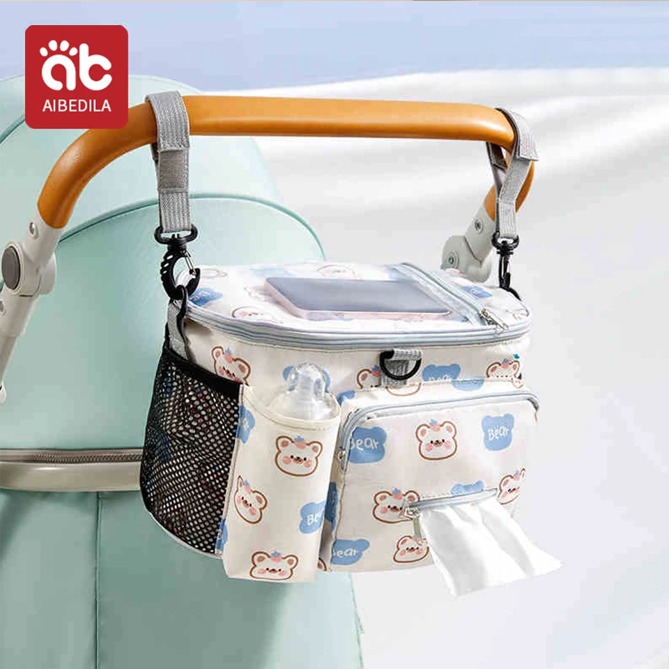 AIBEDILA Baby Stroller Organizer Nappy Bag Hook Hanging Mummy Carriage Bottle Bag Handbag Pram Cart Organizer Diaper Bag