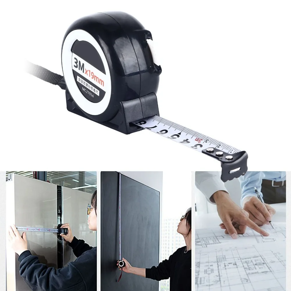 Self-Locking Self Locking Tape Measure Carbon steel Retractable Frosted Steel Tape Measure 3meterx19mm High Accuracy