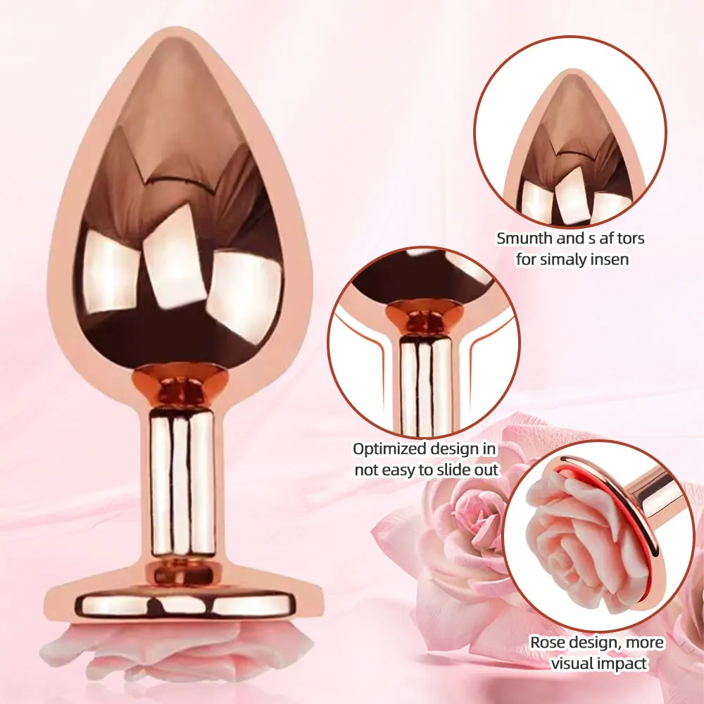 3Size Anal Plug Buttplug Rose Shape Anal Sex Toys for Men Women Beginners Advanced Users Sex Toy for Vagina Training But Plug