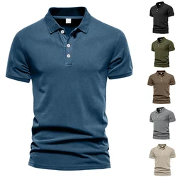 2024 summer lapel sports POLO shirt fashion casual men's solid color short sleeves