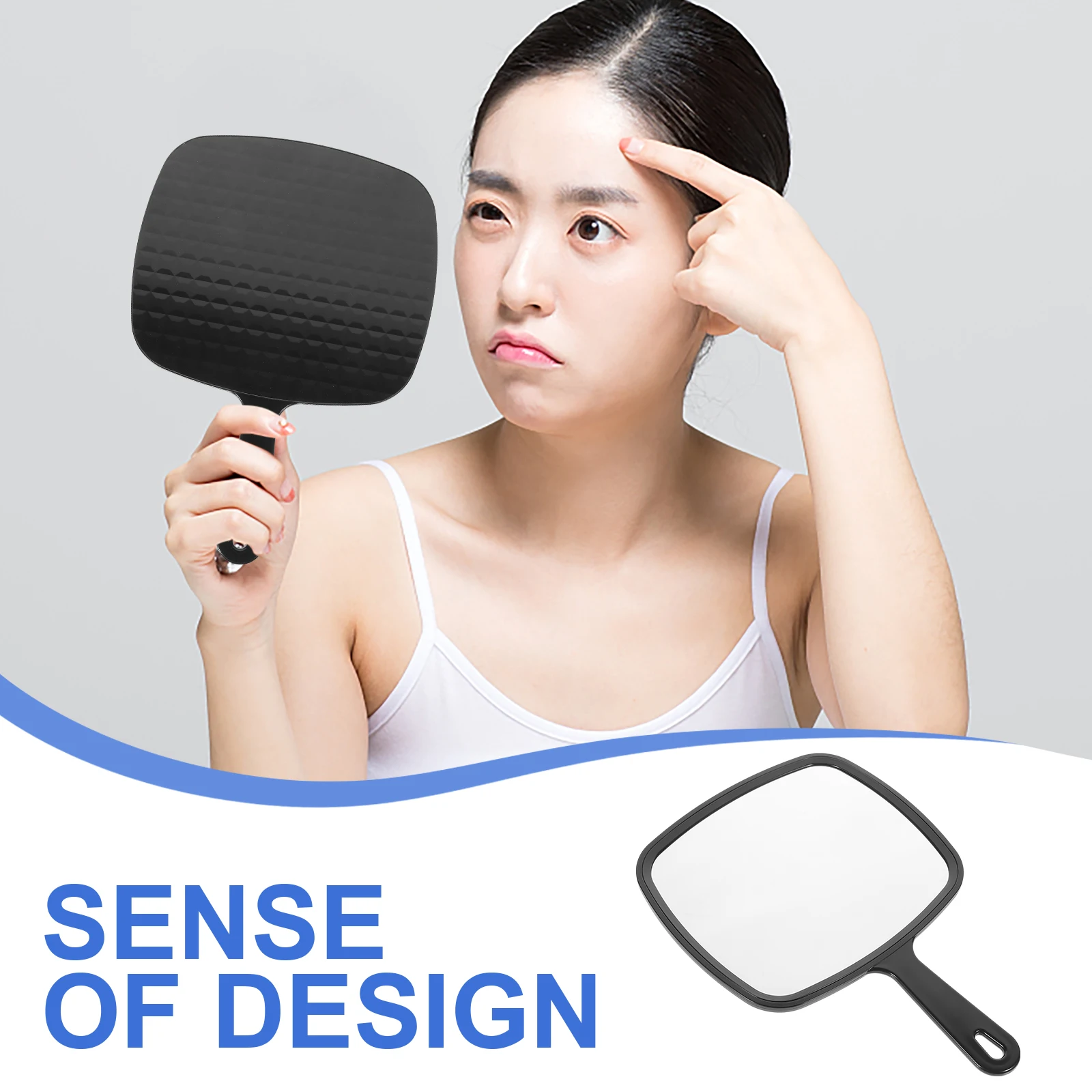 Portable Hand Mirror with Handle Large View Mirror for Women Daily Use Travel Makeup Compact Ergonomic Design Household