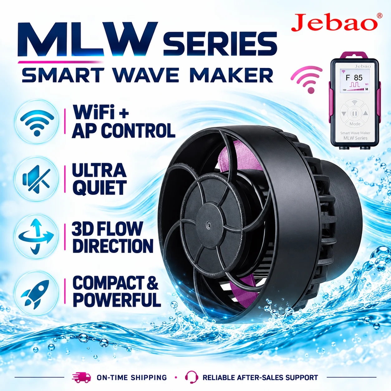 Jebao MLW Series Aquarium Smart Wave Maker Flow Pump with WiFi LCD Controller for Fish Tank