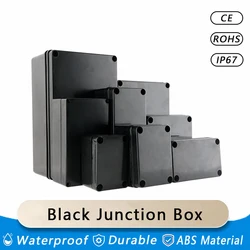 IP67 Black Waterproof Electrical Enclosure V0 Grade Flame Retardant Box Outdoor ABS Plastic Black Power Junction Box