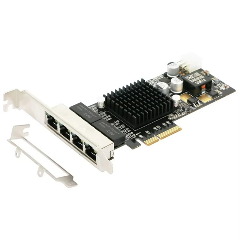 4 Port PCIE POE Network Card 10/100/1000M Gigabit Industrial Ethernet Converter PCI-E 1X Adapter Intel350 Chip