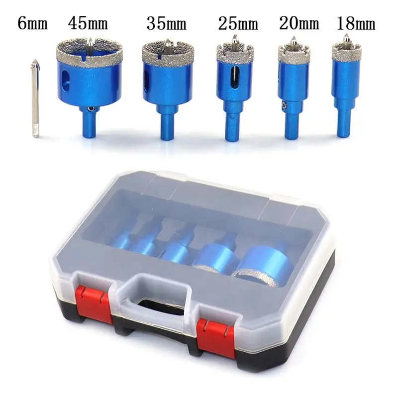 【Electronic-Accessories】Polished Stone Coated Drill Bits 8PCS Set 6-45Mm For Glass Marble Granite For Porcelain