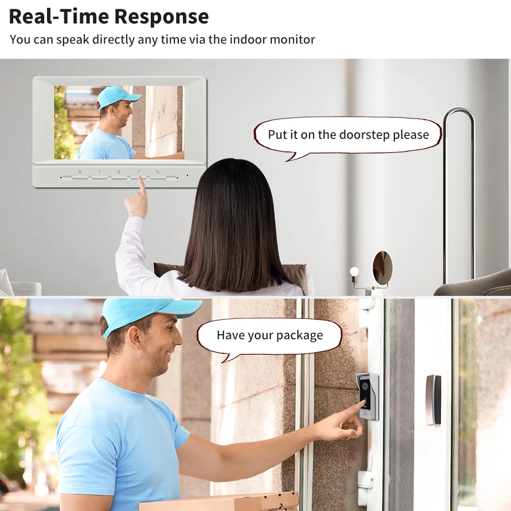Wired Video Intercom in Private House Interphone 7 Inch Visiophone 700TVL Call Panel HD Doorbell Camera Home Video Door Phone
