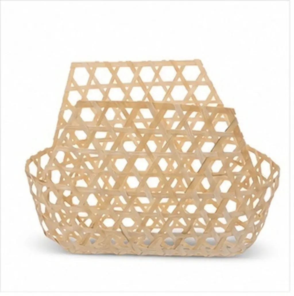 Bamboo Hand Woven Storage Basket Portable Lightweight Chic Home Decor for Living Room Bedroom Kitchen Picnic Camping