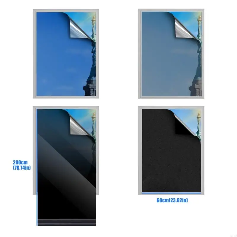 Premium Solar Control Window Covering 60x200cm Prevents 99% Sunlight And 85% Heat For Temperature Adjustment And Privacy M4YD