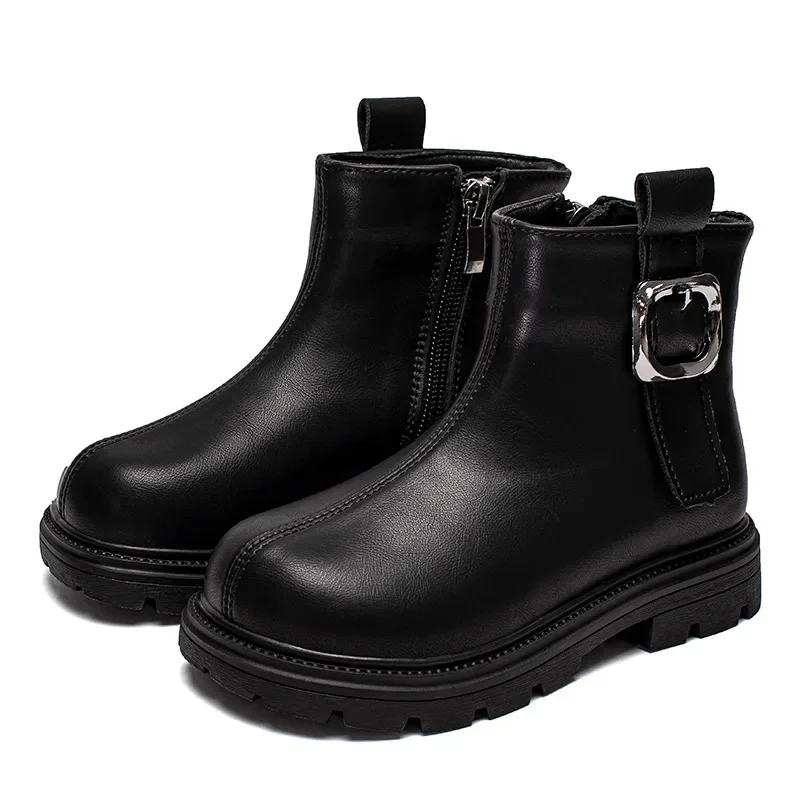 Schoenen Meisjes Laarzen Herfst Nieuwe Mid-Calf Leren Laarzen Prinses Kleine Leren Schoenen Mode Trendy Herfst En Winter Schoenen