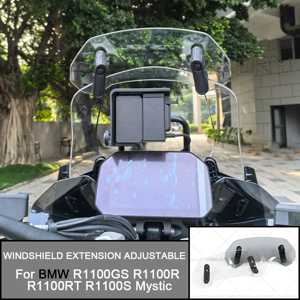 For BMW  R1100GS R1100R R1100RS R1100RT R1100 S Mystic Motorcycle Windshield Extension Adjustable Spoiler Clamp-On Windscreen