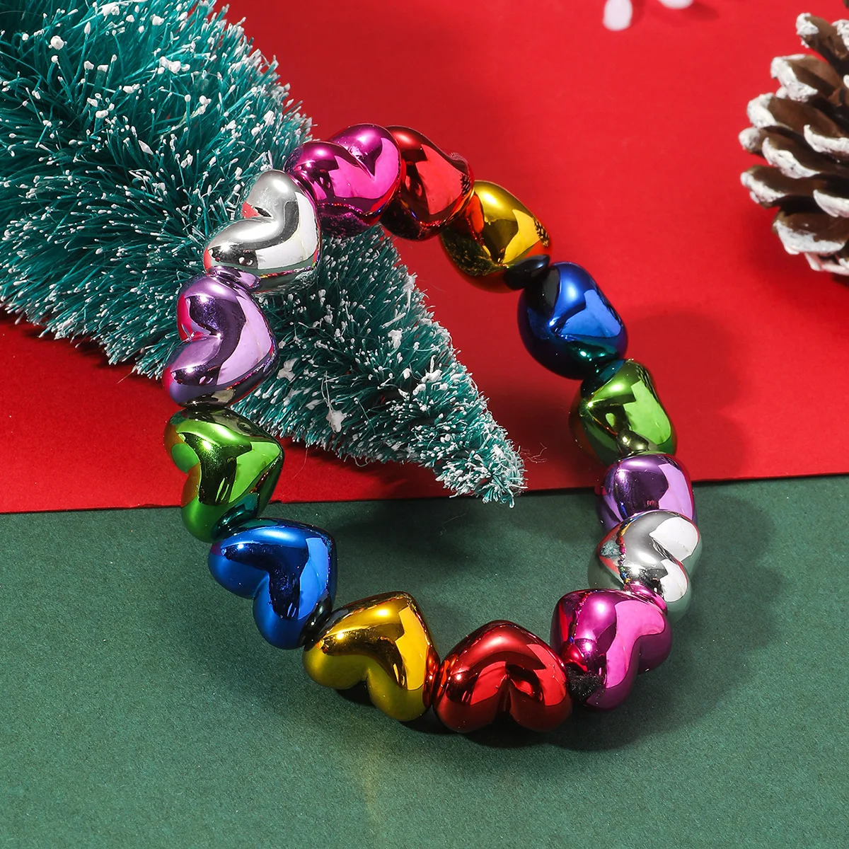 Christmas Series Acrylic Love Color Bead Bracelets