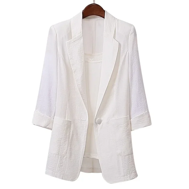 Women\'s Jackets Spring Summer 2024 Korean Version of Cotton and Linen Suit Jacket Loose Casual Fashion Female Blazer Z342
