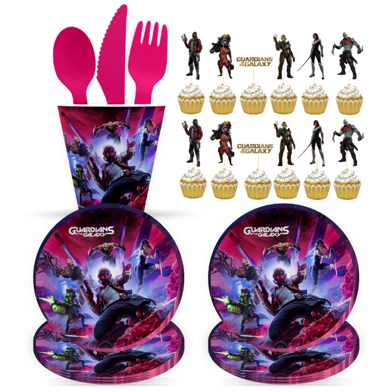 

GAME GUARDIAN GALAXY Theme Party Suppiles Childens Birthday Party Celebration Banner Tableware Cake Fork Decorate Baby Shower