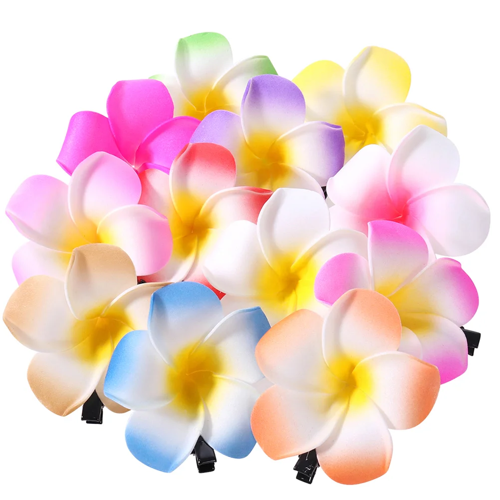 

12 Pcs Frangipani Simulated Plumeria Headdress Banquet Barrettes Plumeria Hair Hawaiian Flower Hair Clip Eva Decorative Clips