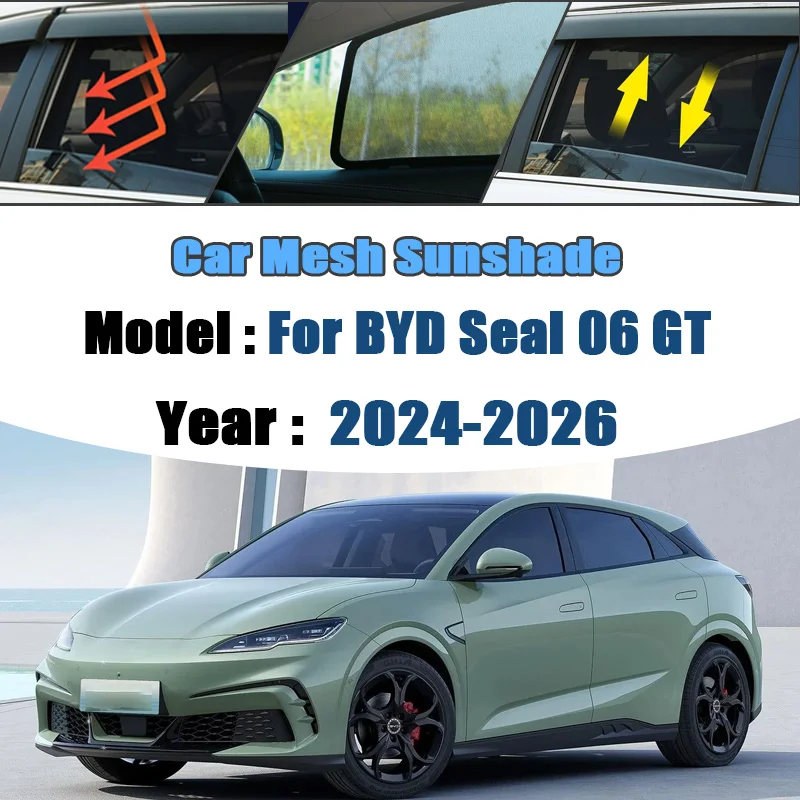 Car Mesh Sunshades For BYD Seal 06 GT 2024 2025 2026 Window Sun Visors Magnetic Privacy Curtains  Anti mosquito Auto Accessories