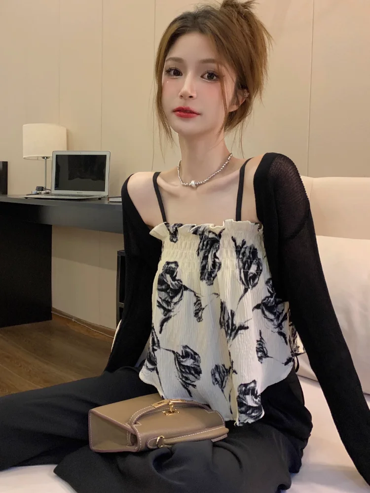Sleeveless Fashionable Short Crop Top Women's Summer Outerwear Loose Slimming Stylish Cute Japanese Style T-shirt