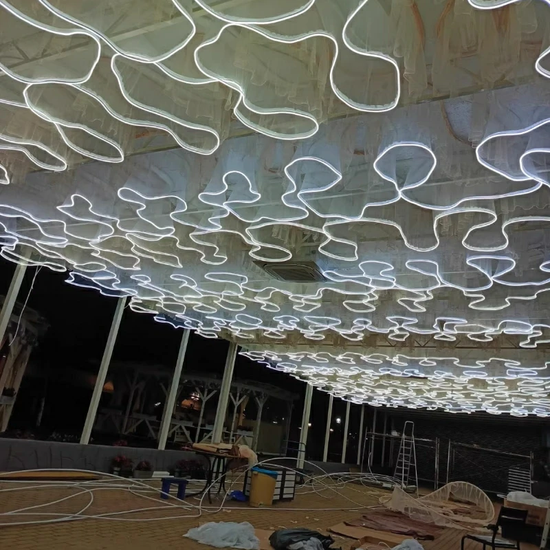 

10-30 M Wedding Luminous Ceiling Drapes Gauze Curtain Decoration Hanging Sash Lace Strings For Outdoor Camping Restaurant Decor