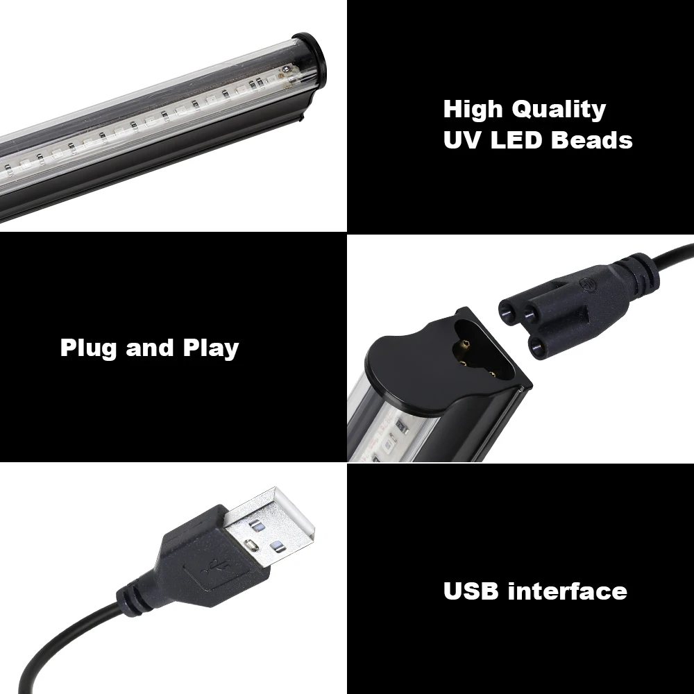 2 قطعة/الوحدة 5 واط USB UV LED الضوء الأسود T8 Blacklight بار 39nm 400nm الفلورسنت حفلة ديسكو T8 أنبوب UV قطاع أضواء Ultravilet مصباح #5