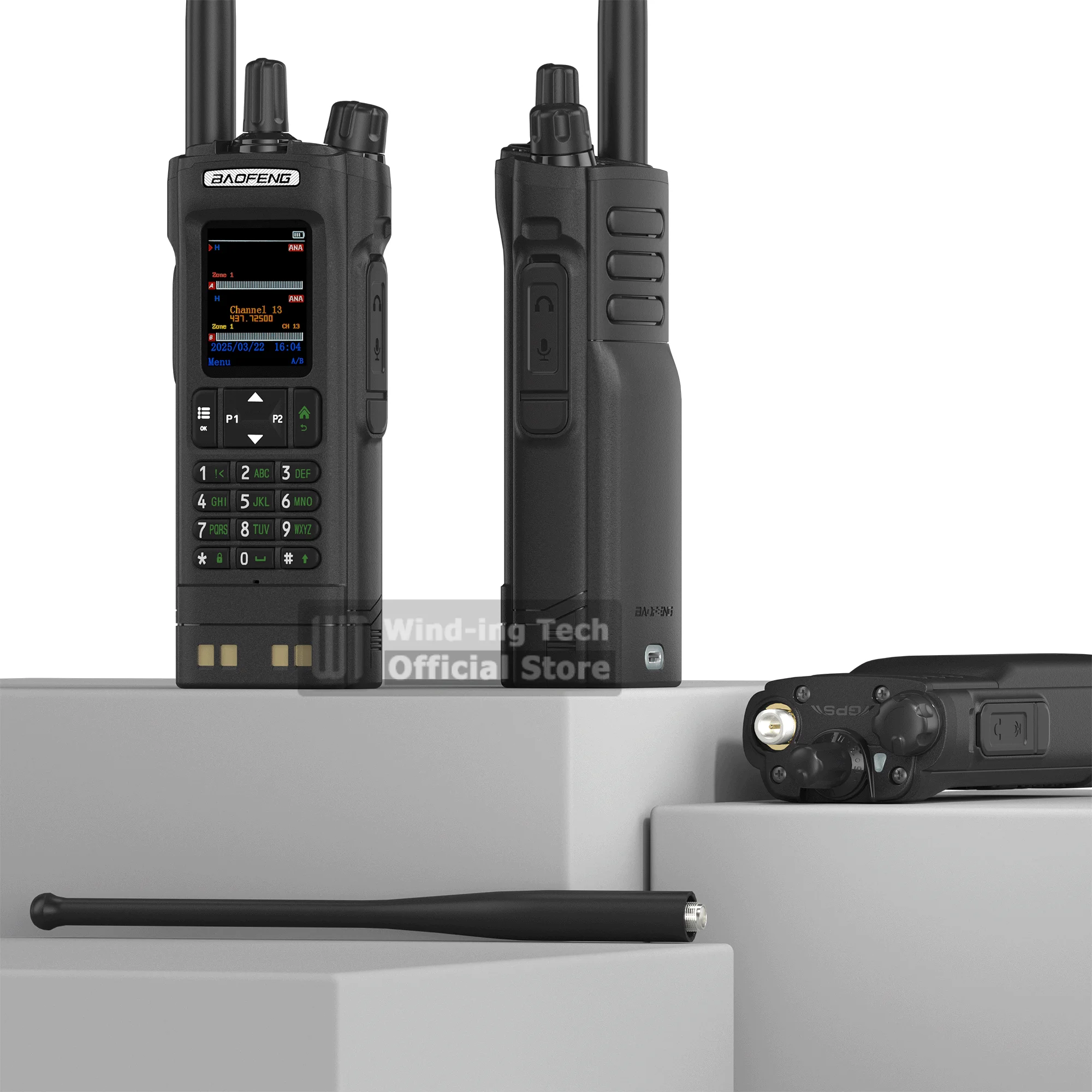 1PCS/2PCS BAOFENG DM-32 DMR Digital Walkie Talkie GPS APRS Dual Mode Analog TDMA Dual Time Slot AES256 Type-C AM Black Ham Radio