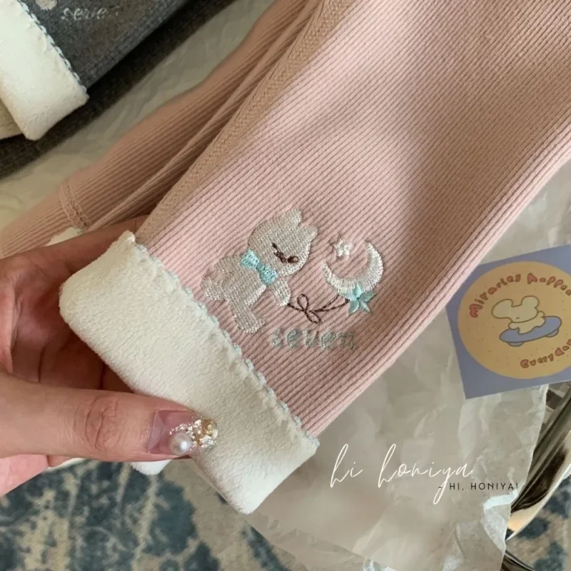  Girls Fleece Leggings Autumn WInter Korean Velvet Warm Pants 1-6Years Old Girl Casual Thicken Trousers