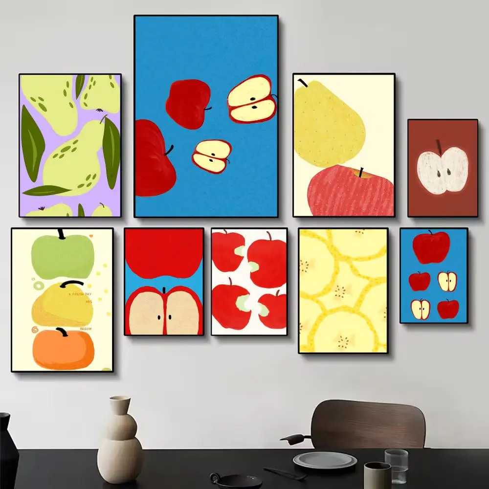 Playful Pastel C-Cute Fruit Illustration Kitchen Wall Decor Poster Painting Wall Art for Living Room Home Gifts Decor Mural