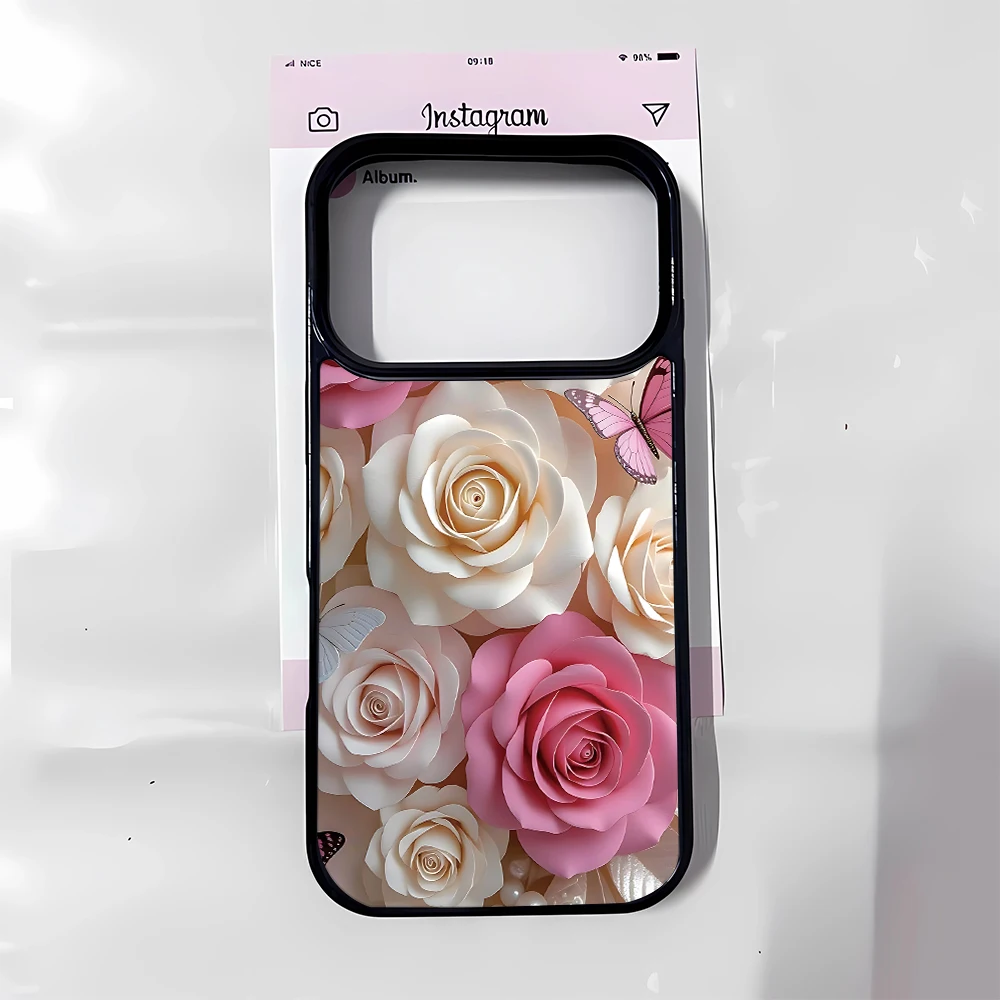 Flower Rose White Pretty Phone Case Hot Popular Lightweight Button Cover for iPhone 14 12 Max 15 13 Pro 16 11 17 Air Plus