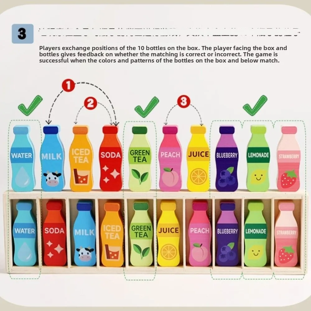 Creative Bottle Thinking Game Beverage Theme Logical Thinking Memory Match Game Color Recognition Innovative Thinking