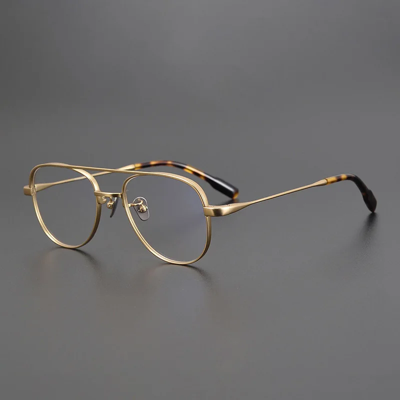 Pilot Reading Glasses Men Women Titanium Double Bridge Aviation Eyeglasses Frame Gold Prescription Spectacles 0 +100 150 200 250