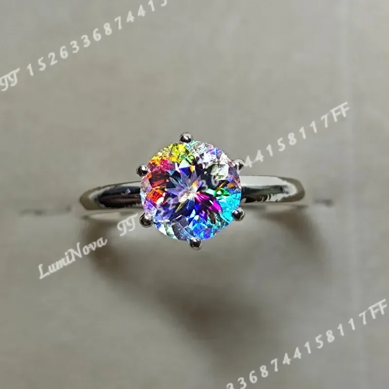 Beautiful Silvery Imitation Mystic Topaz Ring for Women Fashion Wedding Engagement Bridal Promise Jewelry Solitaire Birthday