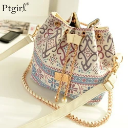 Bag for Women 2024 Bohemia Style Canvas Drawstring Bucket Bag Feminina Pearl Shoulder Women Messenger Bags Bolsa Feminina Bolsos