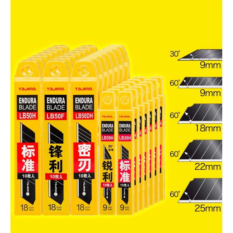 Durable L-Type Japanese TAJIMA KAI Knife Blades 18mm & 9mm Wallpaper PVC Carpet Cutting Blade Art Knives CB Part LB Series