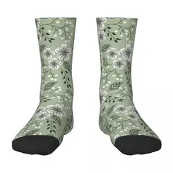 Sage green floral Socks Hiking boots bright garter Socks For Man Women's