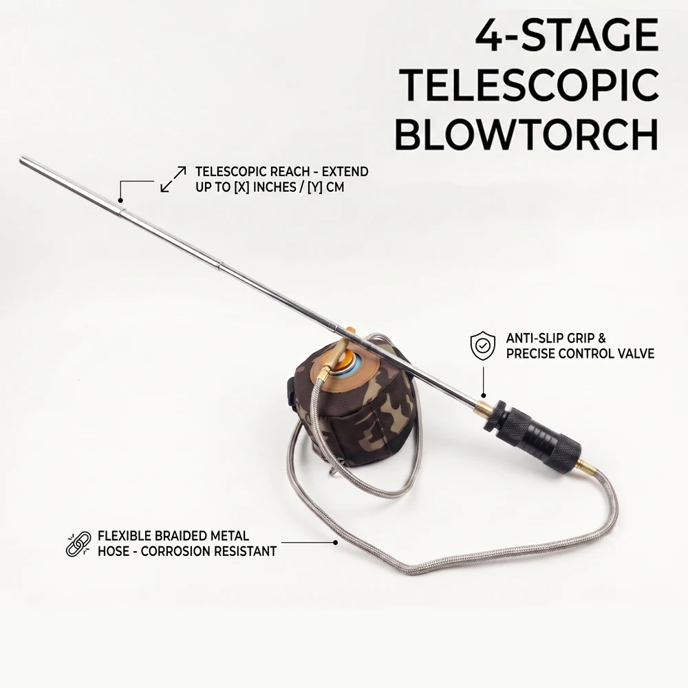 Pandatour Ausziehbare Teleskop-Lötlampe für Camping Feueranzündung Hochintensive Flamme Neues Faltbares Design mit Geflochtenem Schlauch – Detail 1