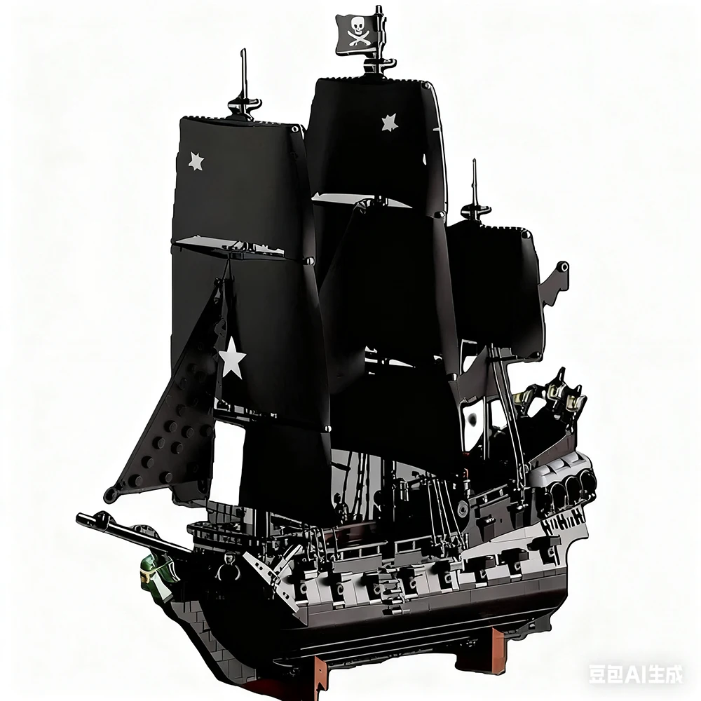 Chinese building blocks, Black Pearl, Pirate Ship, home furnishings, models, children educational, assembled toys birthday gift