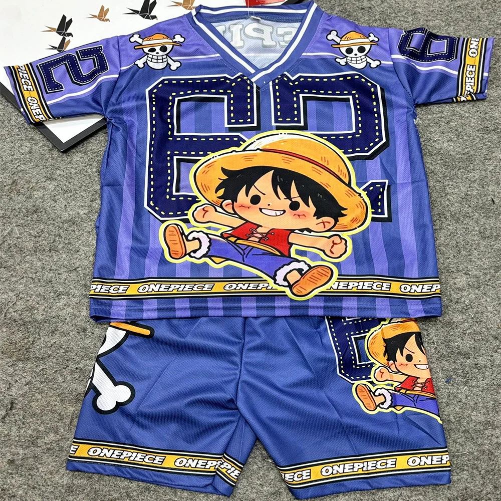 

Cute Monkey D. Luffy Youth/Men T-Shirt And Shorts Set One Piece Sports Set Summer Oversized Breathable Quick Drying Leisure Set
