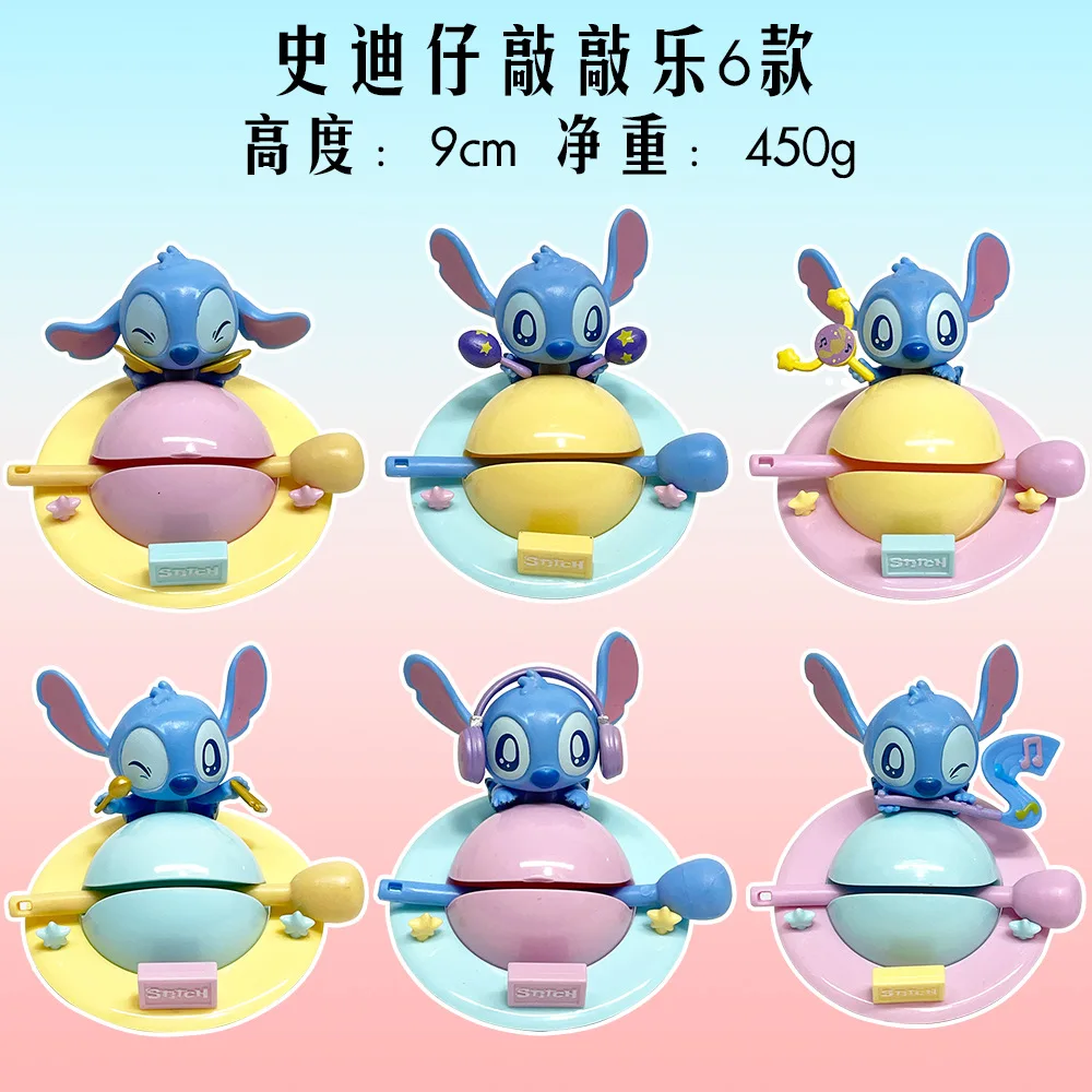 

6Pcs Stitch Hand Puppet Cartoon Cute Star Baby knock knock Wooden Fish Blind Box Doll Ornament Doll Toy Boy Gift