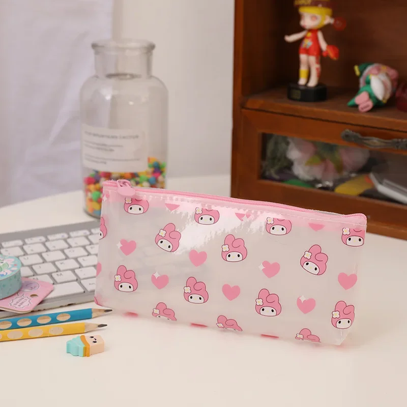 MINISO Sanrio piórnik Kuromi moja melodia Cartoon wodoodporny organizator na przybory do makijażu Case kosmetyczki przezroczysty matowy piórnik