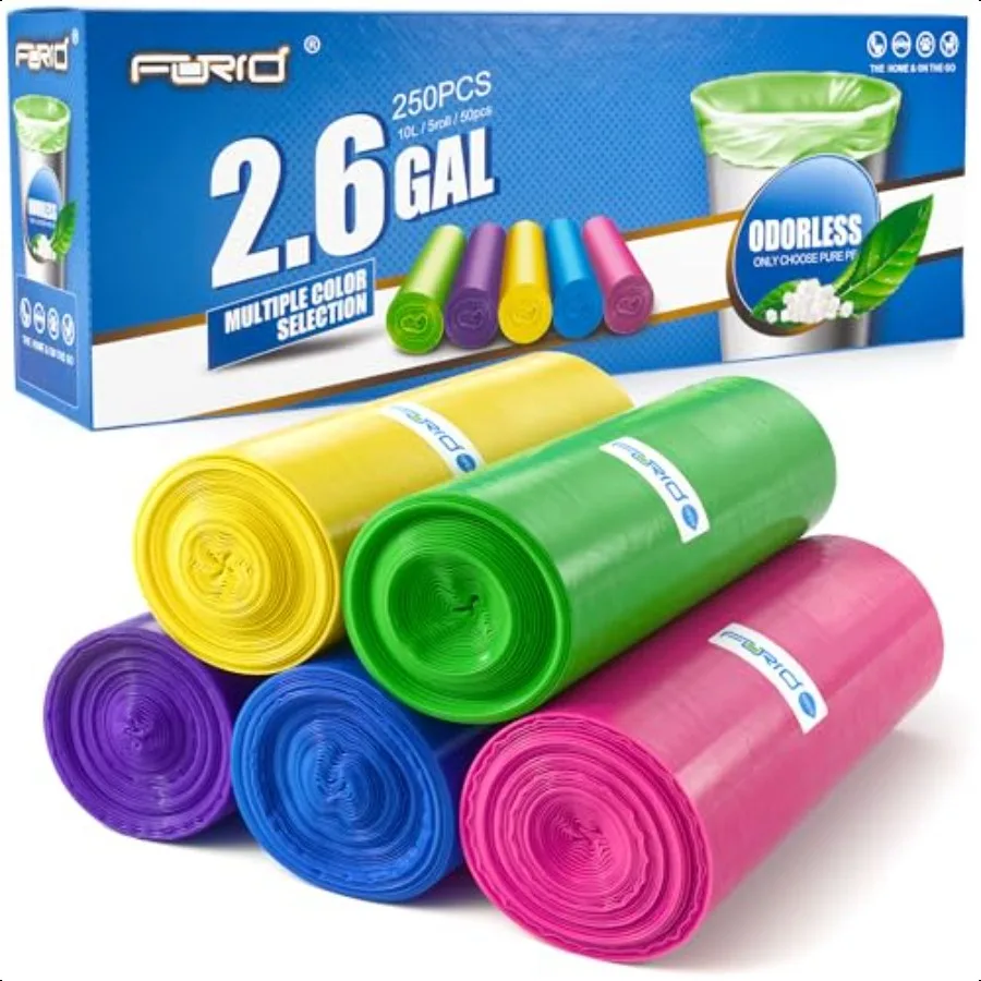 

Small Bathroom Trash Bags 2.6 Gallon Colored Garbage 250 Bags 10 Liter Unscented Waste Can Liners Wastebasket Liner For Home Of