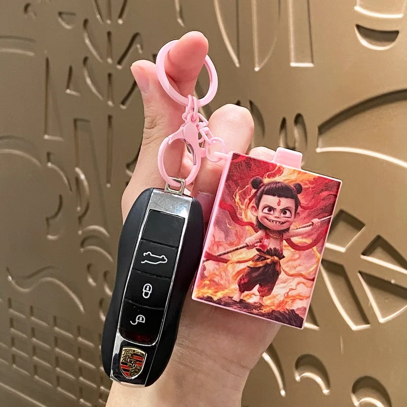 Portachiavi di animazione Minso Naohai Ciondolo creativo di cartone animato Portachiavi per auto Little Nezha
