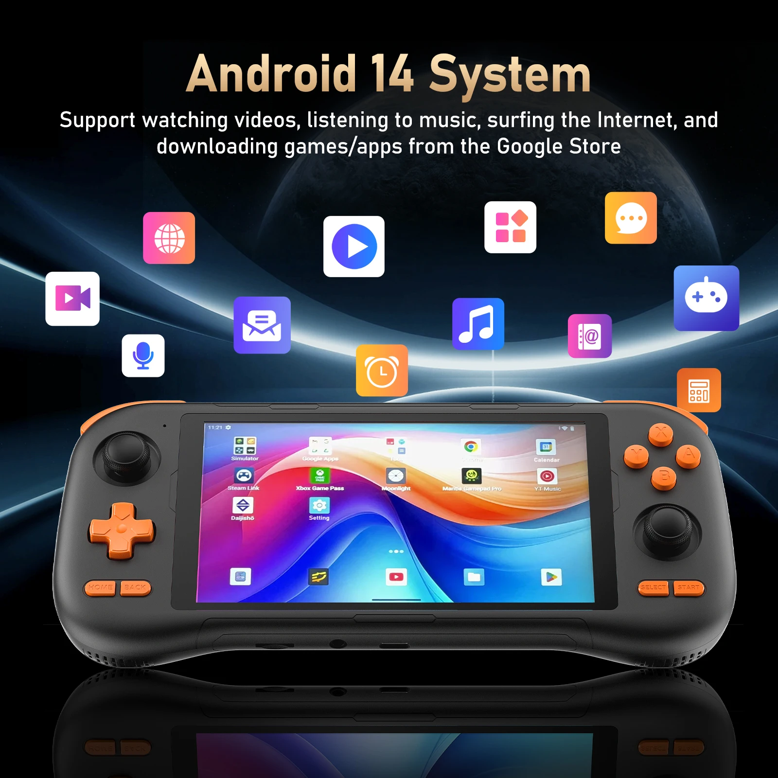 وحدة تحكم BOYHOM Super K56 Android 14 وحدة تحكم ألعاب محمولة 5.5 بوصة تعمل باللمس 5000 مللي أمبير في الساعة مع 50+ محاكيات 128 جيجابايت