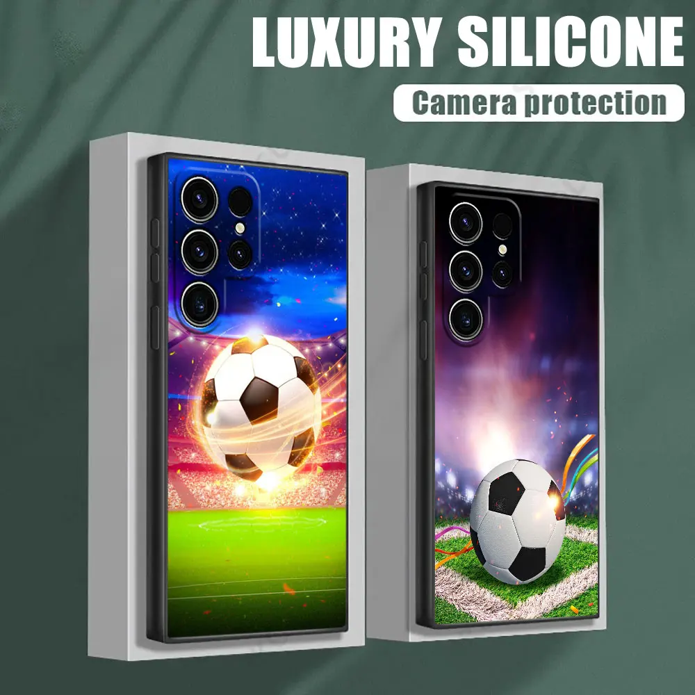 

Football Grass Field Soccer Ball Phone Case For Samsung Galaxy S24FE S25 Ultra S23 S21 S20 FE S22 S24 Plus A36 A56 A55 5G Cover