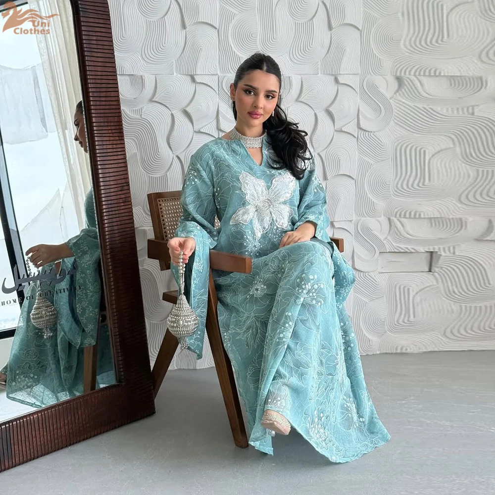 2025 élégant dubaï femmes musulmanes broderie Maxi robe Abaya turquie caftan Jalabiya Caftan robes de soirée Musulmane Femme robes