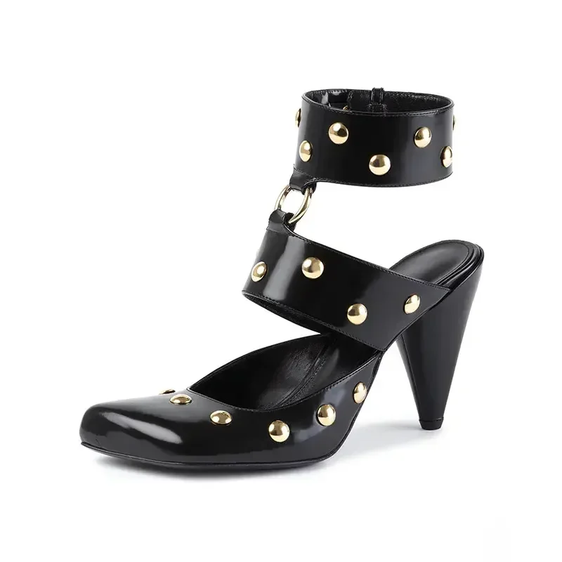 European And American Fashion Stage Runway Shoes,Women's Irregular High Heel Rivet Sandals,Women's Fashion Banquet Shoes